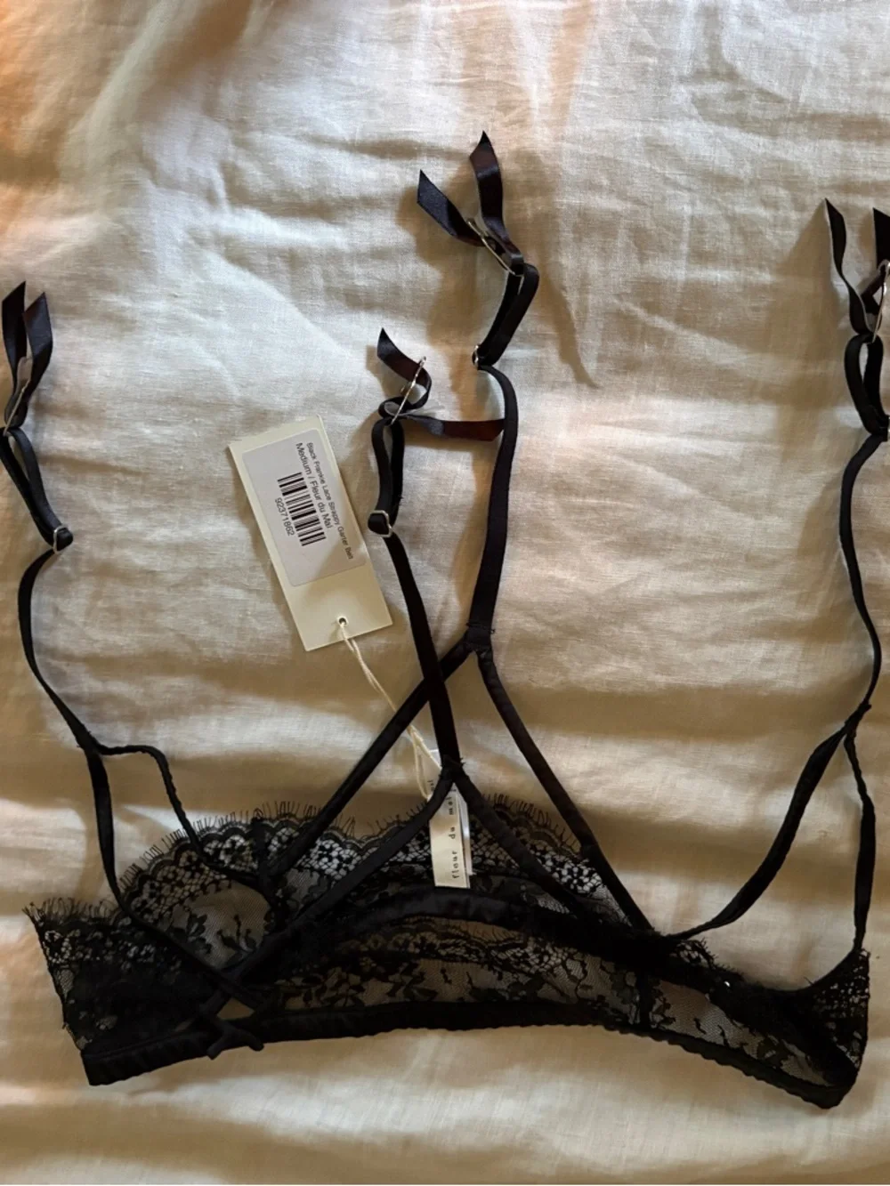 Fleur du Mal Black Lace Garter Harness - Picture 3 of 5